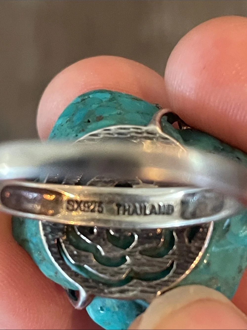 925 Silver Turquoise Women’s Ring 10-10.5 Thailand